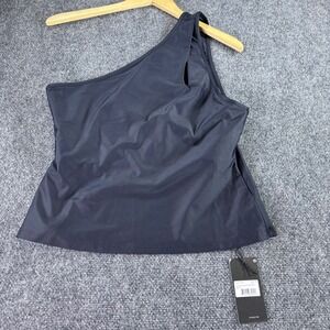 GSTQ One Shoulder Athletic Top Women XL Black Cutout GS21T055 NWT Activewear